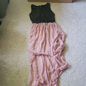 Faux leather pink high low dress juju & b